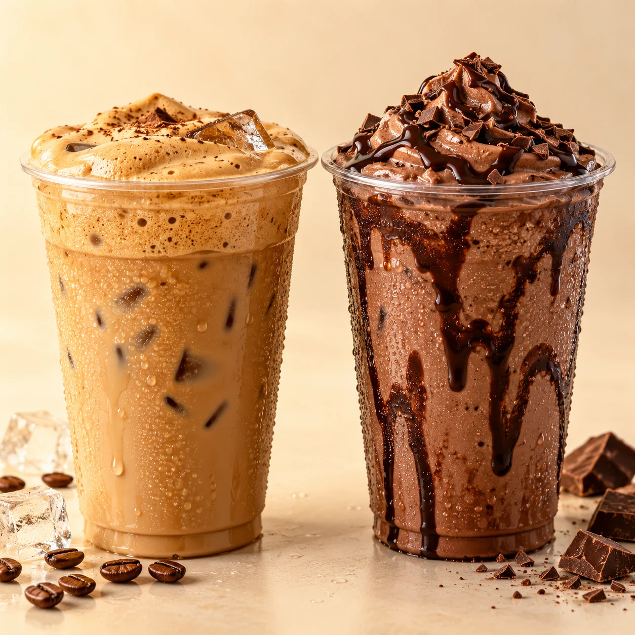 Illustrative thick cold coffee and chocolate shake